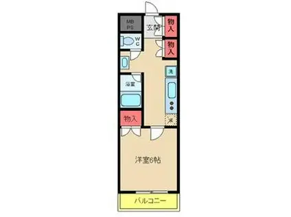 リレント谷塚Ⅱ(1K/2階)の間取り写真