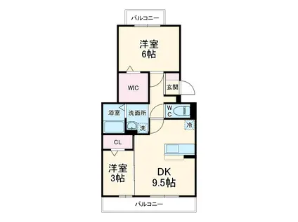 アンクレージュ(2DK/3階)の間取り写真