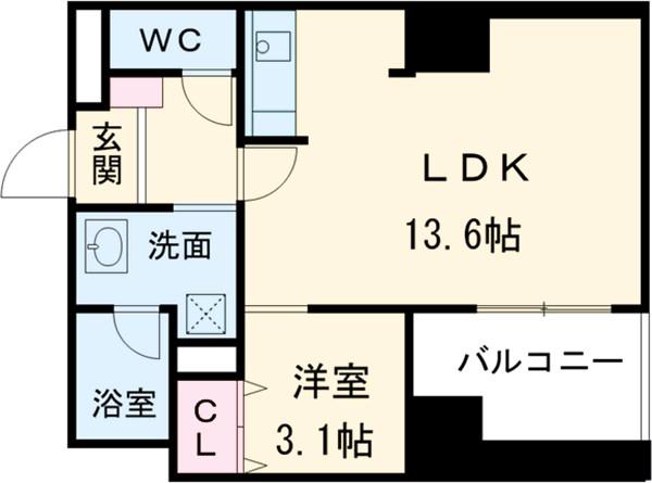 チェルキオ羅漢(1LDK/5階)の間取り写真