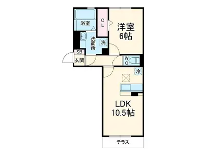 ロイジェントパークス草加手代B(1LDK/1階)の間取り写真