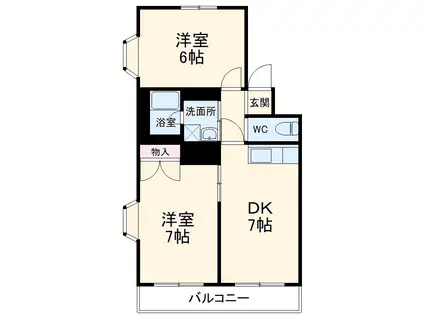 アイランドパレスC(2DK/2階)の間取り写真