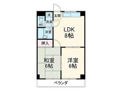 メゾンルピナス(2DK/2階)の間取り写真