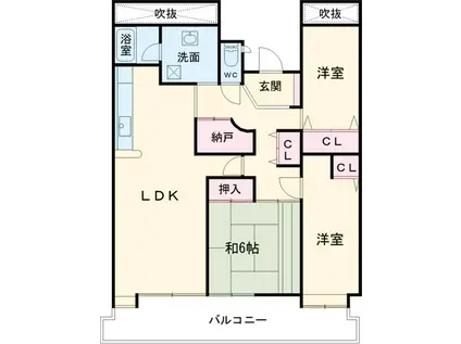 T-ONE MIYAHARA ウエスト B(3LDK/6階)の間取り写真