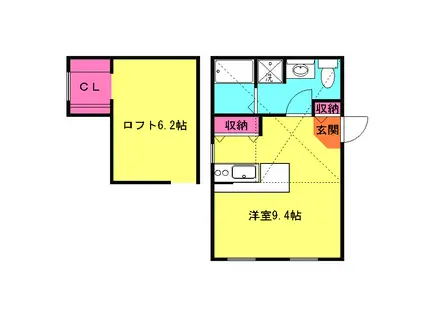 プリマガーデン壱番館(ワンルーム/2階)の間取り写真