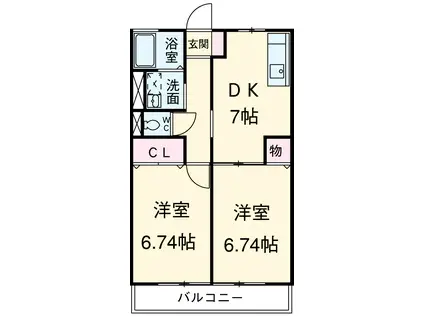 パークサイド(2DK/2階)の間取り写真