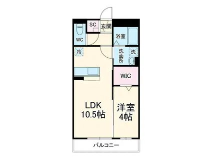 サンシャインみさと(1LDK/2階)の間取り写真
