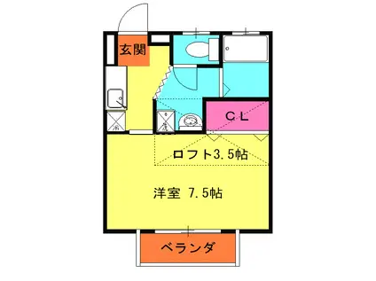 ハミルトン(1K/2階)の間取り写真