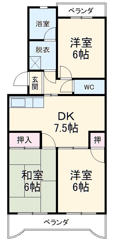 サマーブリーズⅡ(3DK/4階)の間取り写真