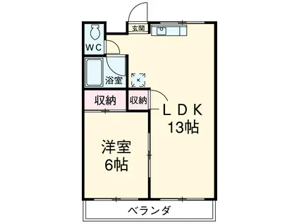 エクセルマンション(1LDK/2階)の間取り写真
