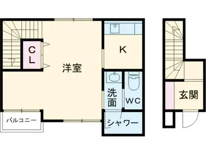 JハウスⅡ(1K/2階)の間取り写真