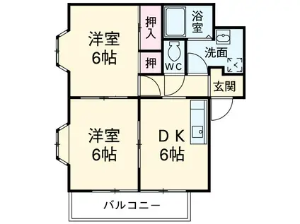 アビタシオン松山A(2DK/2階)の間取り写真