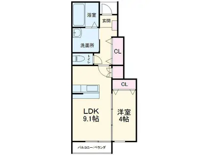 LA VITA BRILLANTEⅡ(1LDK/1階)の間取り写真