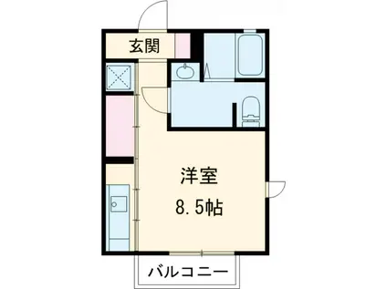 アビタシオン(1K/1階)の間取り写真