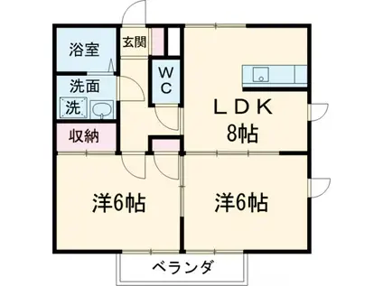 サウスハイツ(2DK/1階)の間取り写真