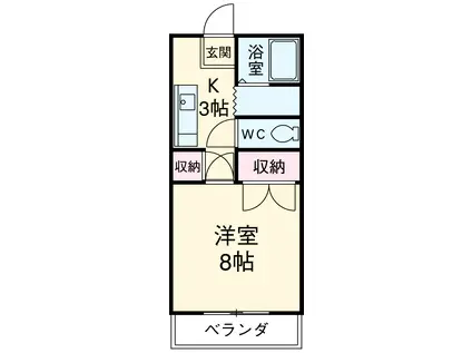 サウスタウン(1K/1階)の間取り写真