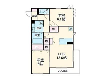 TWINS Ⅱ(2LDK/1階)の間取り写真