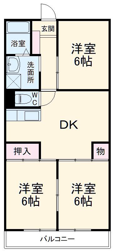 笛木第二マンション(3DK/3階)の間取り写真