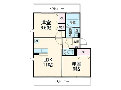 GRACEⅡ(2LDK/2階)の間取り写真