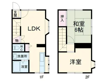 横須賀線 衣笠駅 徒歩13分 2階建 築40年(2DK)の間取り写真