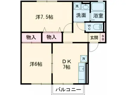 シャルマンA(2DK/1階)の間取り写真