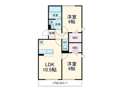 エミナンスⅢ(2LDK/1階)の間取り写真