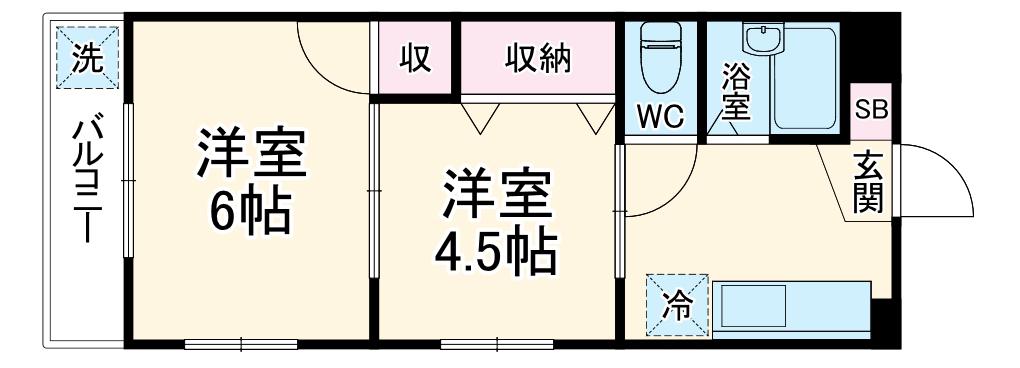 TECパレス高根公団(2K/1階)の間取り写真
