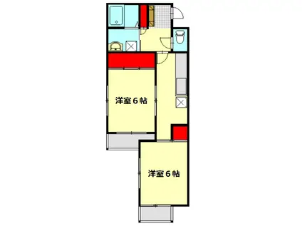 ウイングヒルズ金子(2DK/1階)の間取り写真