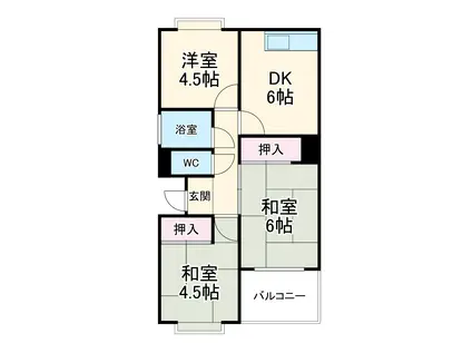 ホワイトコート米津(3DK/1階)の間取り写真