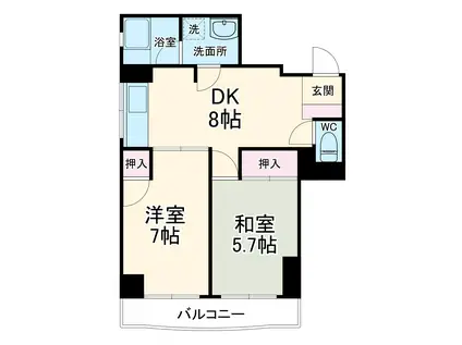 ガーベラマンション汐入(2DK/5階)の間取り写真