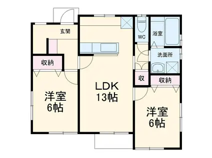 信越本線 群馬八幡駅 徒歩9分 1階建 築7年(2LDK)の間取り写真