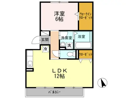 グランディール南(1LDK/1階)の間取り写真