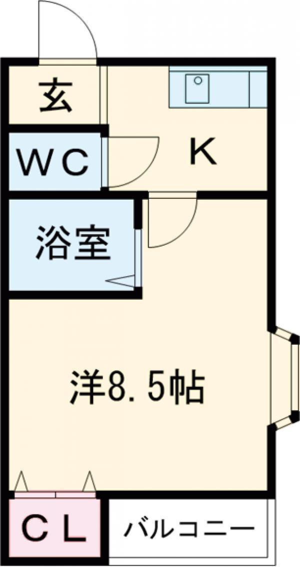 フィルK(1K/1階)の間取り写真