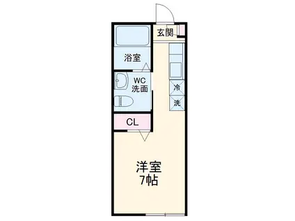 グレースⅧ(ワンルーム/1階)の間取り写真