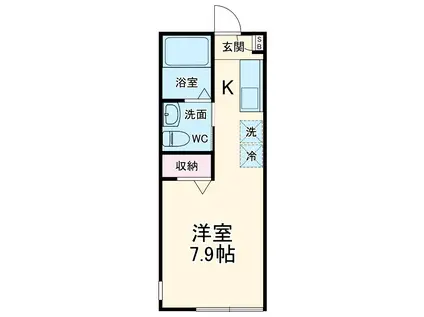 グレースⅧ(ワンルーム/1階)の間取り写真
