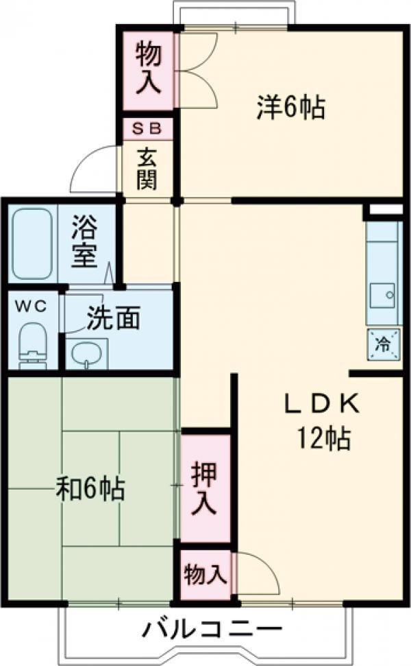 グロワールいとう(2LDK/2階)の間取り写真