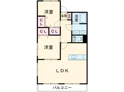 第3桜ハイツ(2LDK/3階)の間取り写真