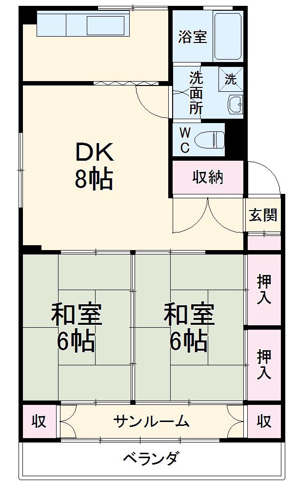 第一ヤジママンション(2DK/1階)の間取り写真