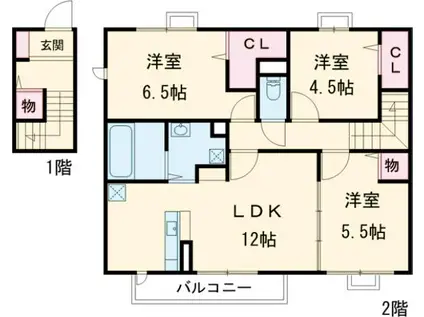 PATIO VERDE A(3LDK/2階)の間取り写真