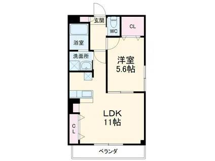 ファミール尺口(1LDK/1階)の間取り写真