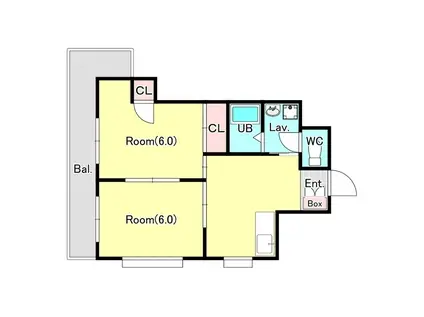 ラヴリーマンション1号館(2DK/2階)の間取り写真