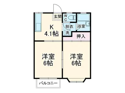 TAP滝本ハイツ(2K/2階)の間取り写真