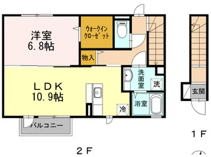 ノア・アン(1LDK/2階)の間取り写真