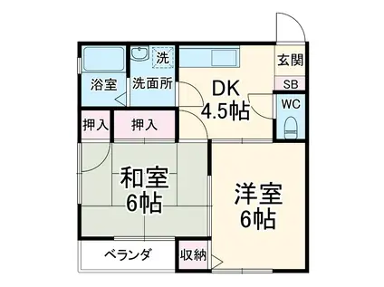 ハイツ小林(2DK/2階)の間取り写真