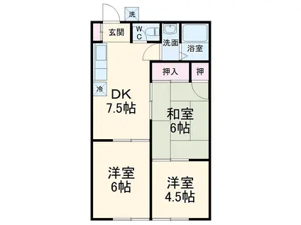 サンヒルズ原(3DK/2階)の間取り写真