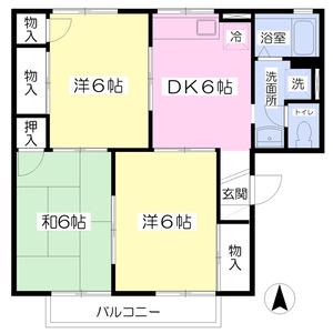 プラザ中居B(3DK/2階)の間取り写真