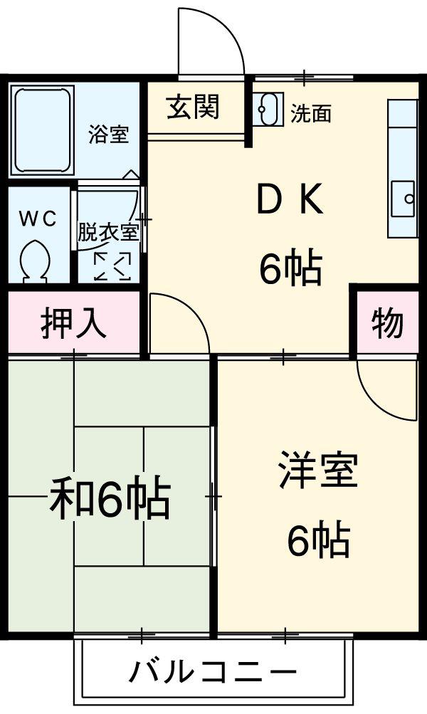 エンゼル(2DK/2階)の間取り写真