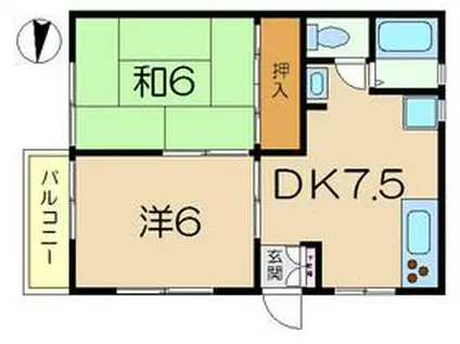 マリンライフ2(2DK/1階)の間取り写真