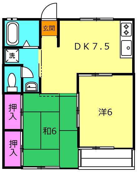 マリンライフ2(2DK/2階)の間取り写真
