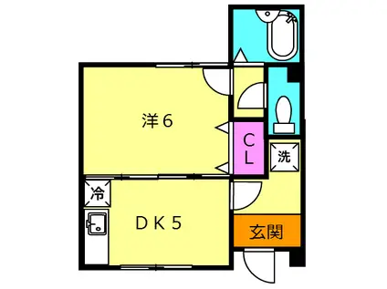 石塚ビル(1DK/1階)の間取り写真