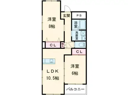 クオーレ(2LDK/4階)の間取り写真